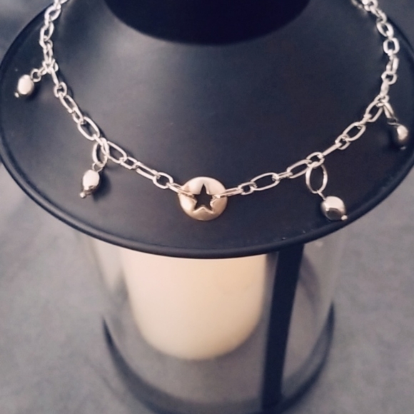 Silver Drop Bead choker necklace - Picture 1 of 2